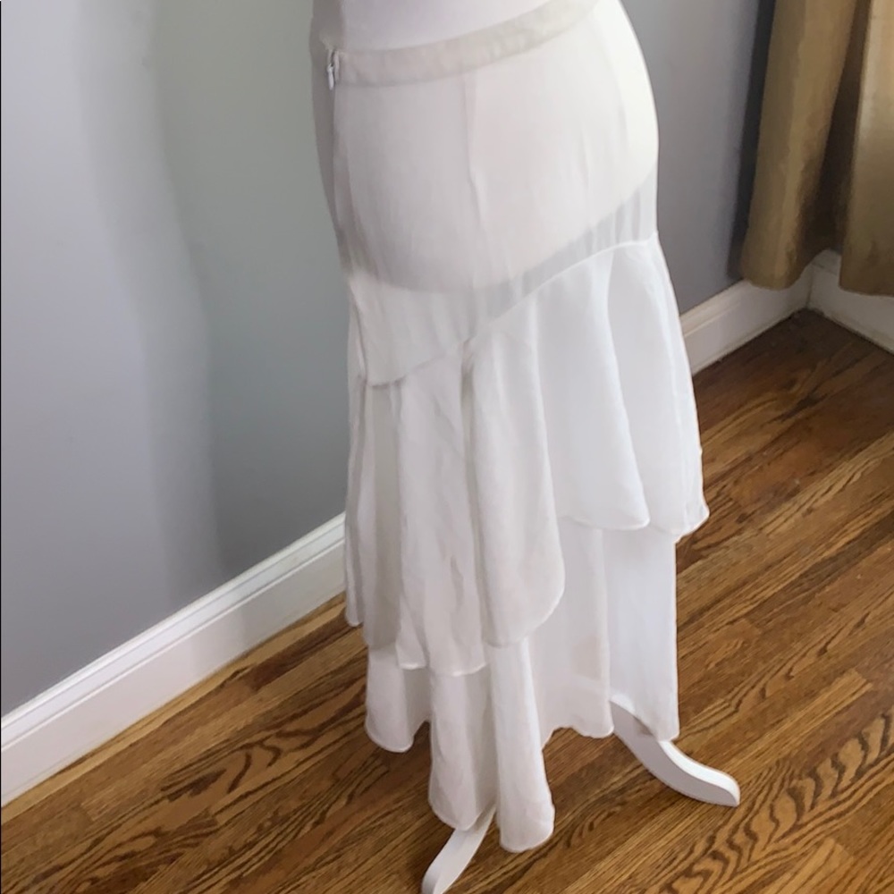 Anthropologie Sheer White Tiered Ruffle Skirt S - Picture 8 of 8